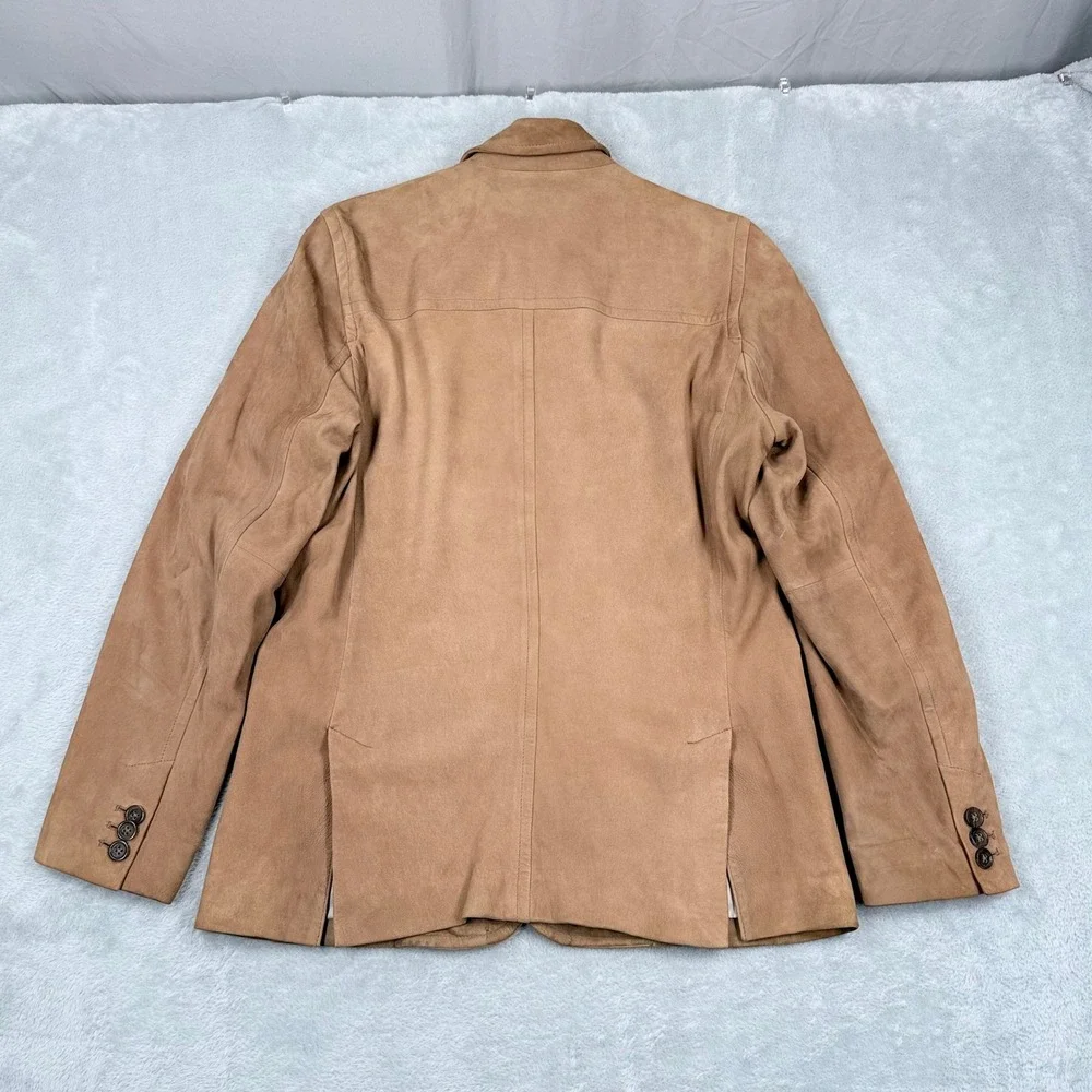 Vintage Banana Republic Suede Field Jacket Mens Small Tan Chore Coat Leather Y2K